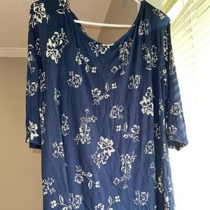 Blue floral cross back top
